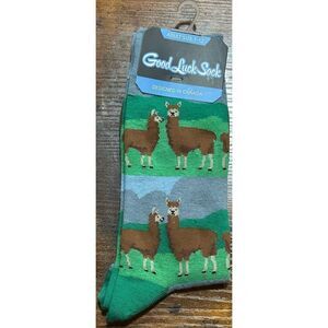 Prairie Llamas Women's Crew Socks Size 7-12 Good Luck Sock Novelty Fashion New